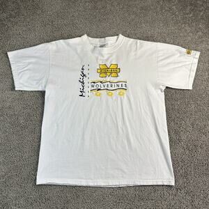VINTAGE Michigan Wolverines Shirt Mens XL White NCAA Football Go Blue 90s